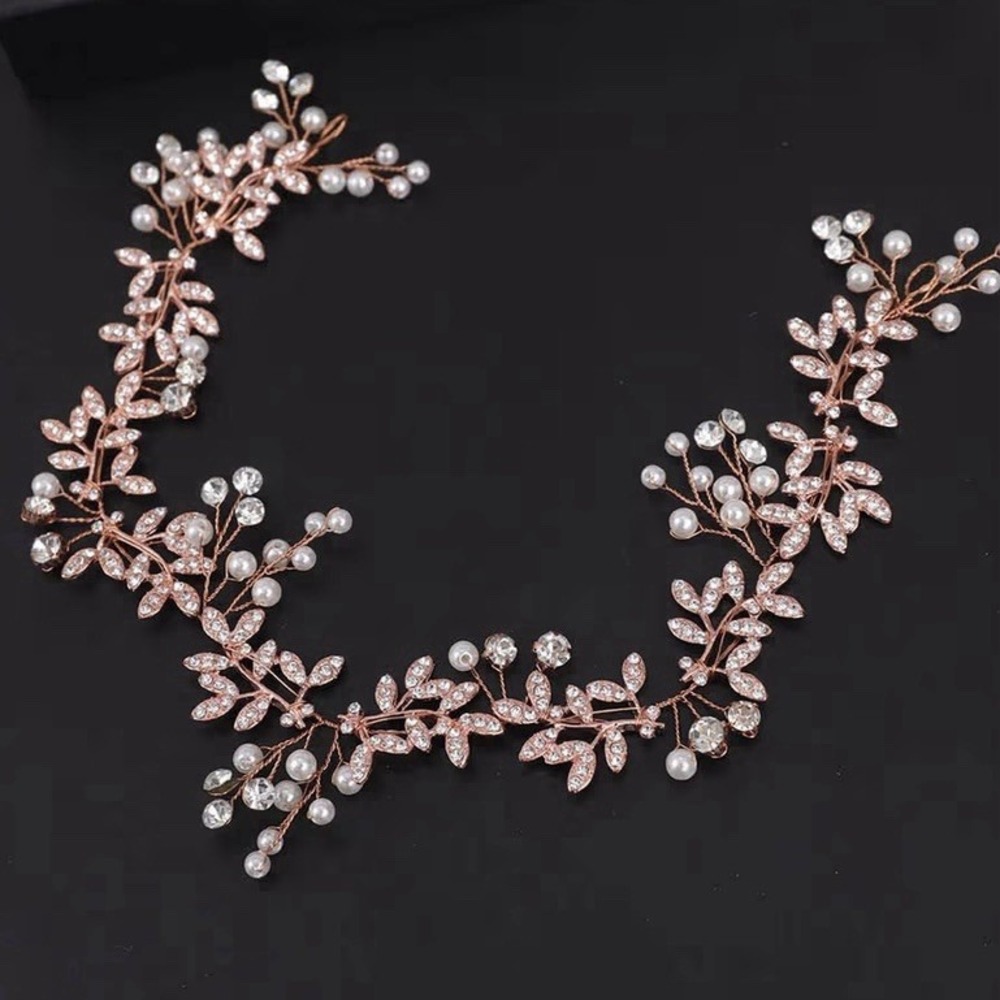 Vintage Rhinestones Pearl Crystal‎ Large Headband Hair Vine Bridal Flower